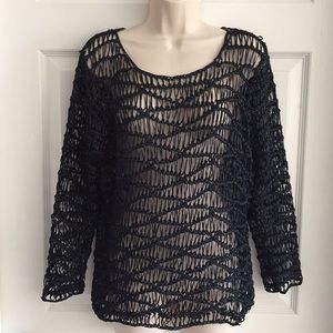 Chico’s Midnight Macrame Top Size 1